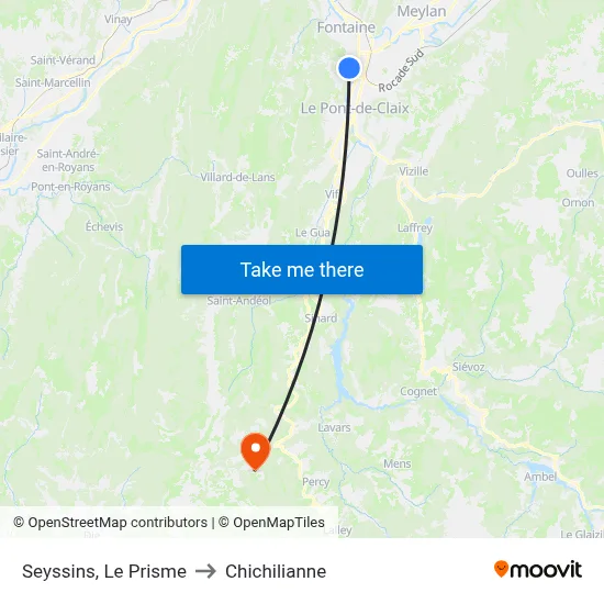 Seyssins, Le Prisme to Chichilianne map
