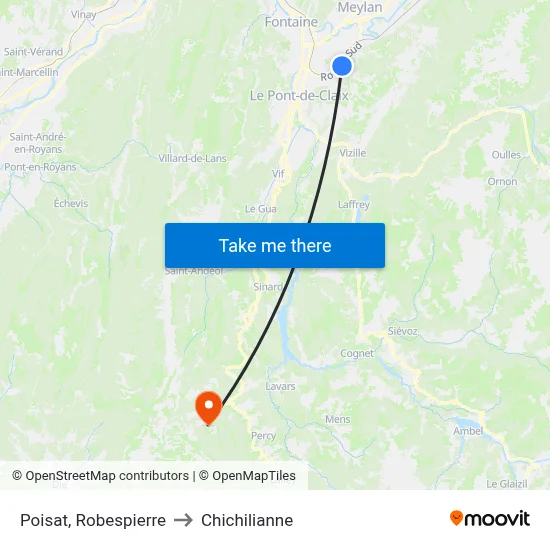 Poisat, Robespierre to Chichilianne map