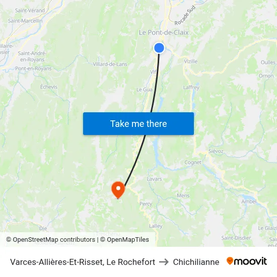 Varces-Allières-Et-Risset, Le Rochefort to Chichilianne map