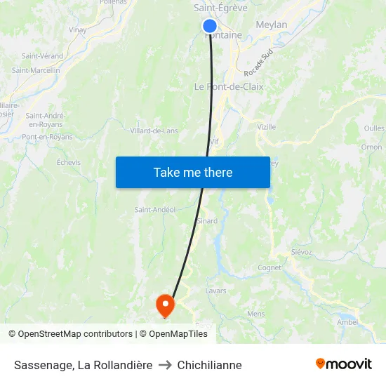 Sassenage, La Rollandière to Chichilianne map