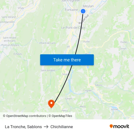 La Tronche, Sablons to Chichilianne map