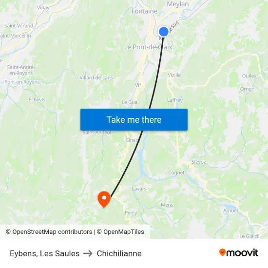 Eybens, Les Saules to Chichilianne map