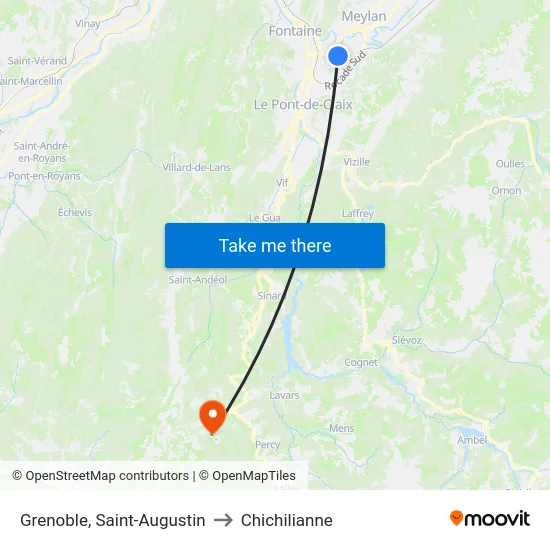 Grenoble, Saint-Augustin to Chichilianne map
