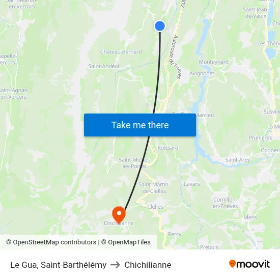 Le Gua, Saint-Barthélémy to Chichilianne map