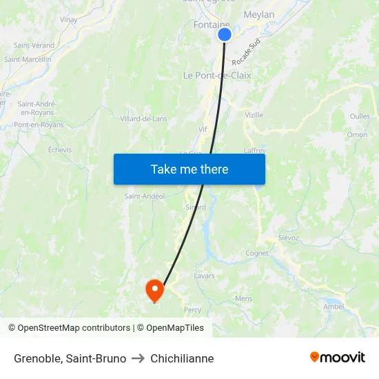 Grenoble, Saint-Bruno to Chichilianne map