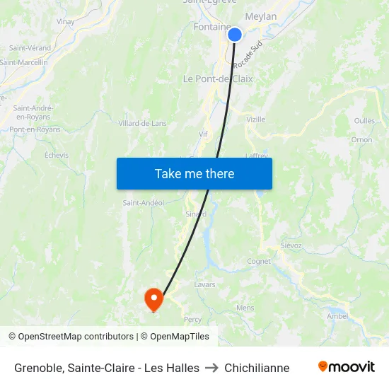 Grenoble, Sainte-Claire - Les Halles to Chichilianne map