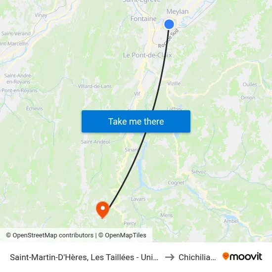 Saint-Martin-D'Hères, Les Taillées - Universités to Chichilianne map