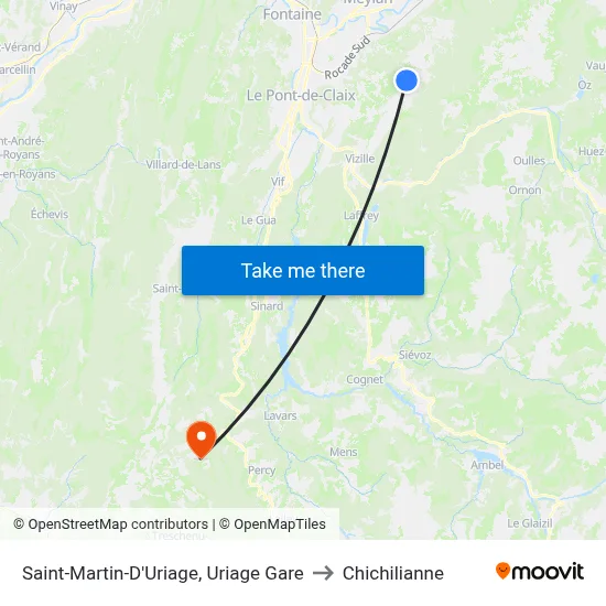 Saint-Martin-D'Uriage, Uriage Gare to Chichilianne map