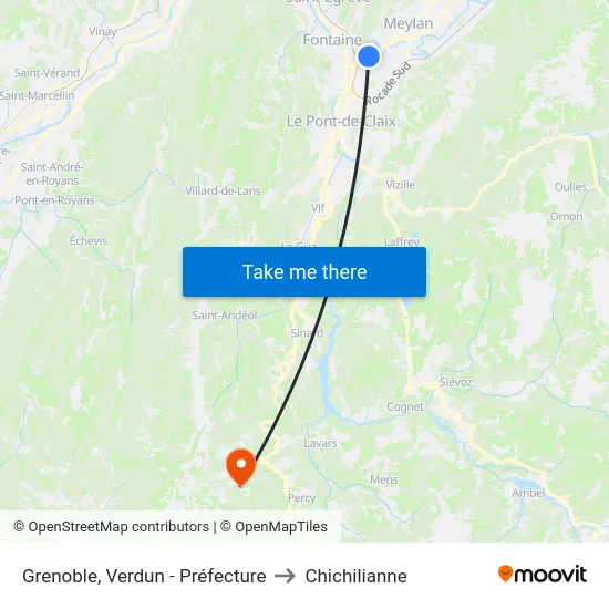 Grenoble, Verdun - Préfecture to Chichilianne map