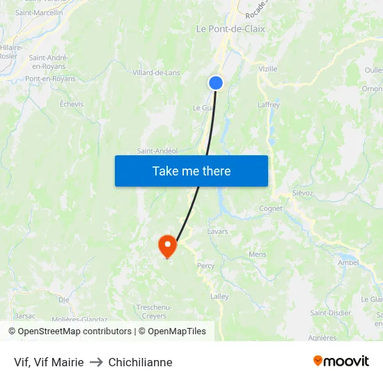 Vif, Vif Mairie to Chichilianne map