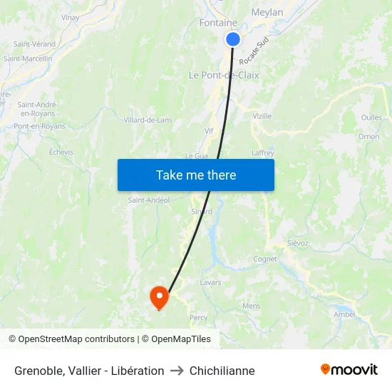 Grenoble, Vallier - Libération to Chichilianne map