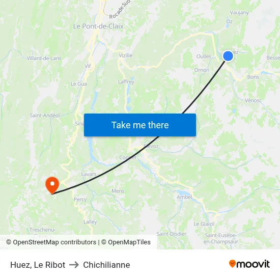 Huez, Le Ribot to Chichilianne map