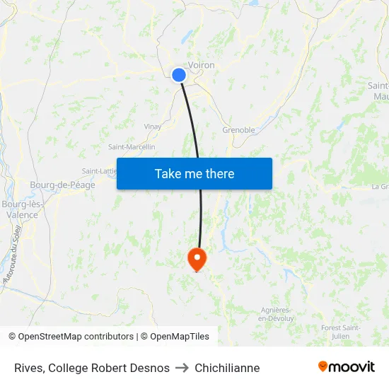 Rives, College Robert Desnos to Chichilianne map