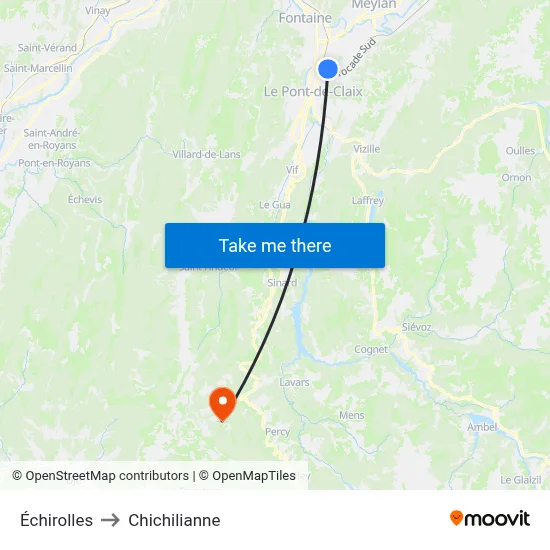 Échirolles to Chichilianne map