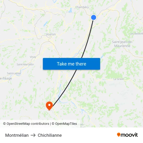 Montmélian to Chichilianne map