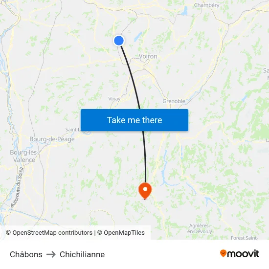 Châbons to Chichilianne map