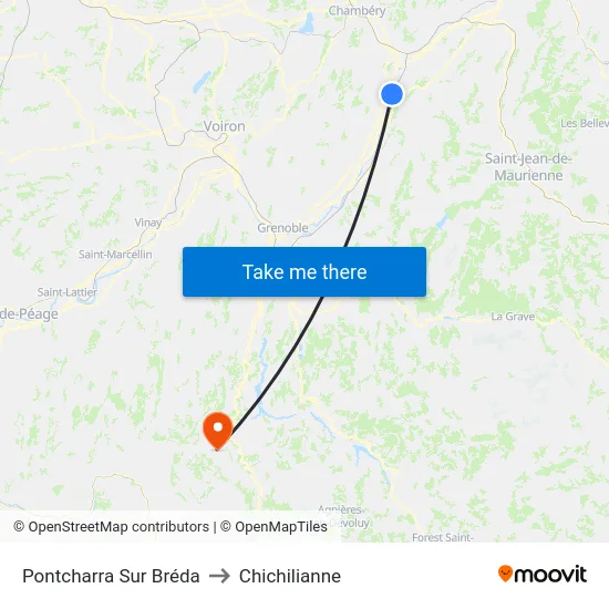 Pontcharra Sur Bréda to Chichilianne map