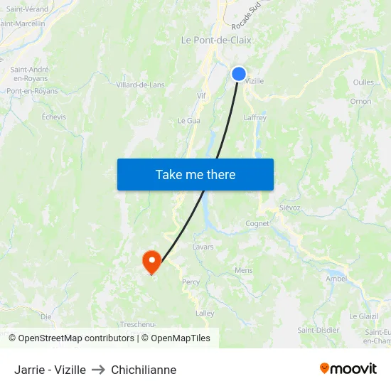 Jarrie - Vizille to Chichilianne map