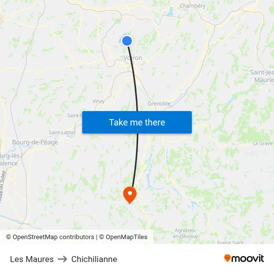 Les Maures to Chichilianne map