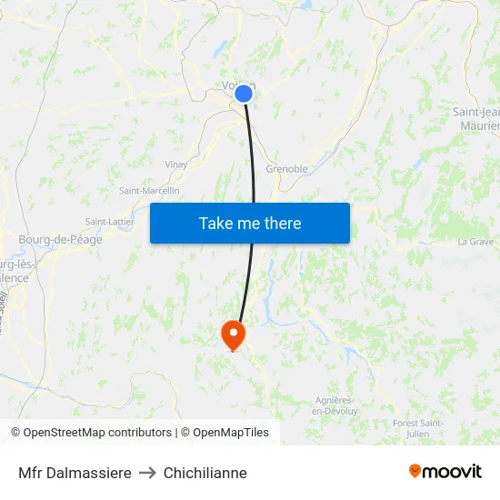 Mfr Dalmassiere to Chichilianne map