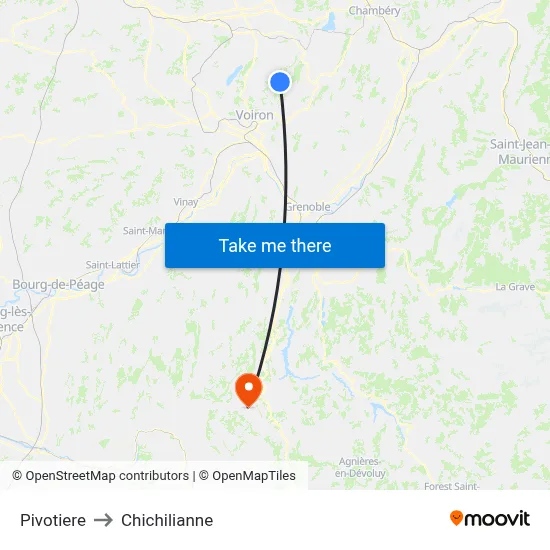 Pivotiere to Chichilianne map