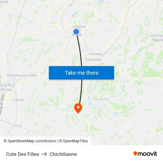 Cote Des Filles to Chichilianne map