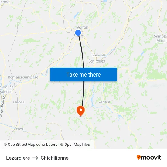 Lezardiere to Chichilianne map