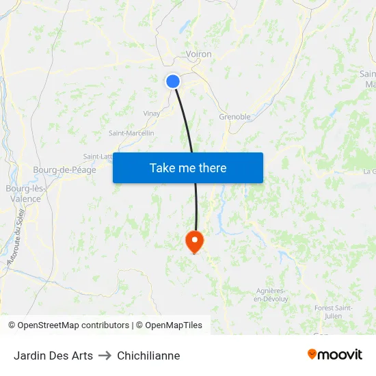 Jardin Des Arts to Chichilianne map