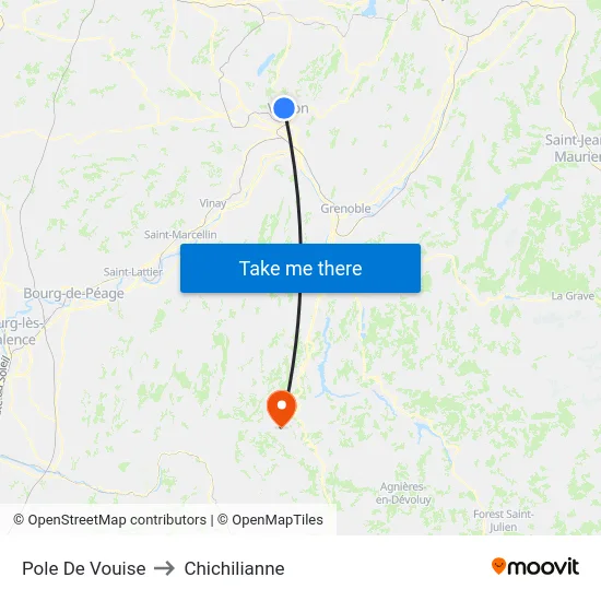 Pole De Vouise to Chichilianne map