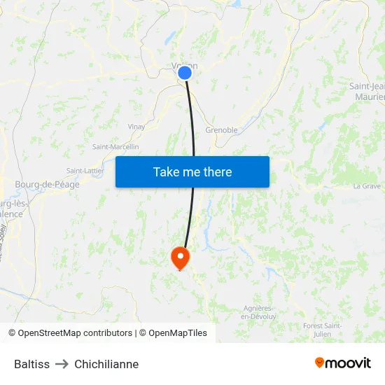 Baltiss to Chichilianne map