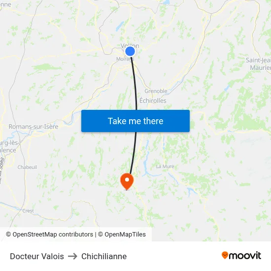 Docteur Valois to Chichilianne map