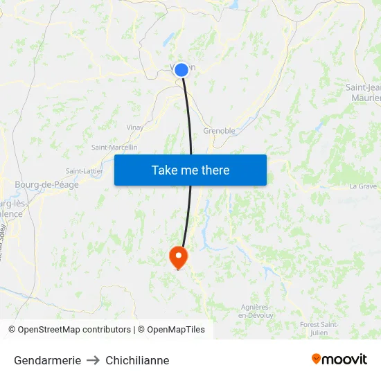 Gendarmerie to Chichilianne map