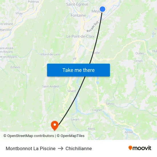 Montbonnot La Piscine to Chichilianne map