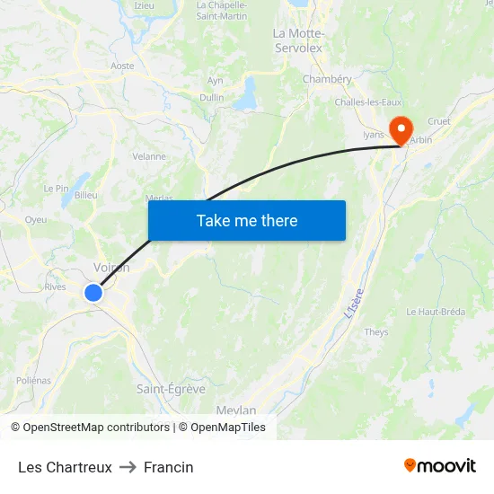Les Chartreux to Francin map