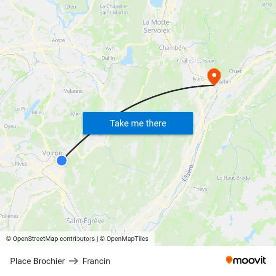 Place Brochier to Francin map