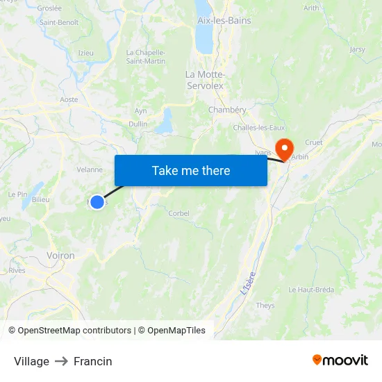 Village to Francin map