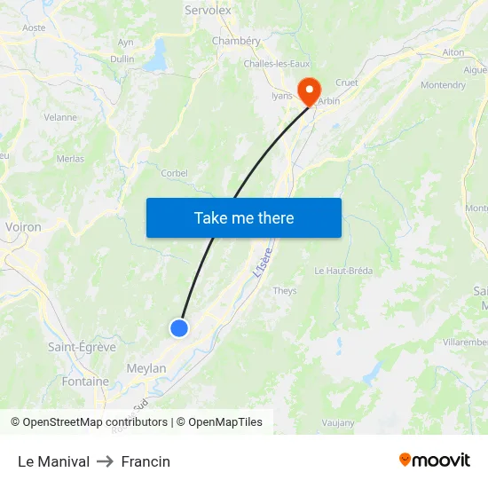 Le Manival to Francin map