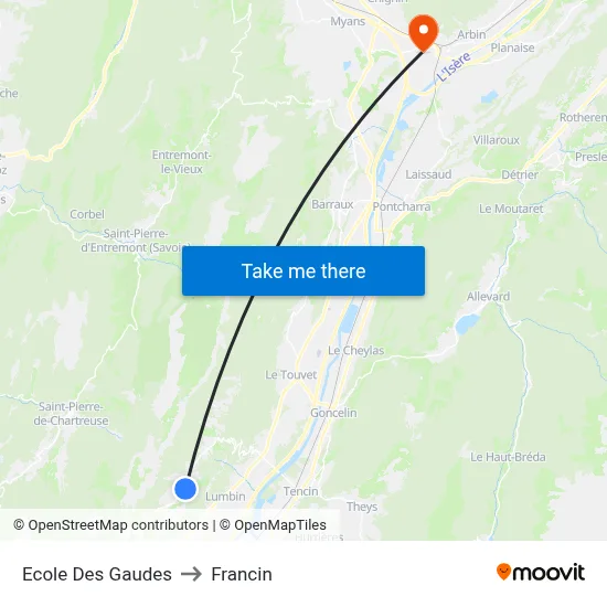 Ecole Des Gaudes to Francin map