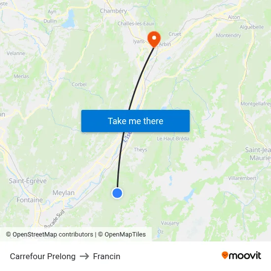 Carrefour Prelong to Francin map