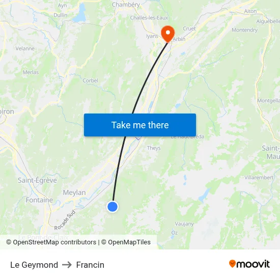 Le Geymond to Francin map
