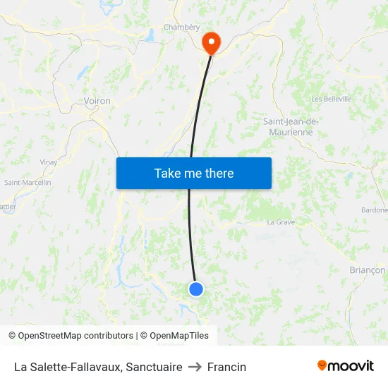 La Salette-Fallavaux, Sanctuaire to Francin map