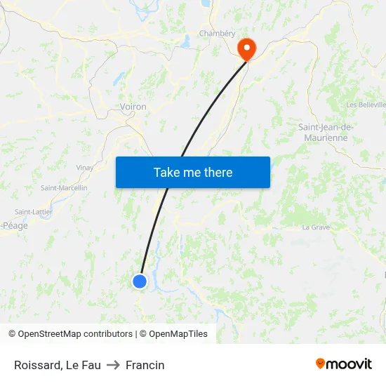 Roissard, Le Fau to Francin map