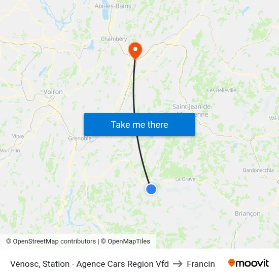 Vénosc, Station - Agence Cars Region Vfd to Francin map