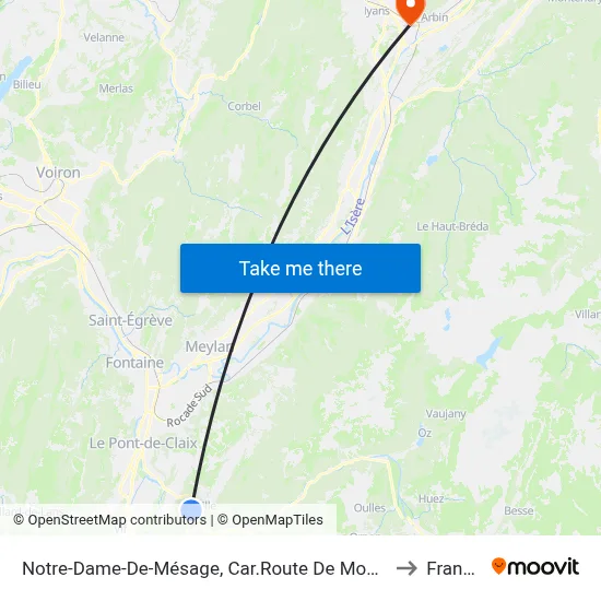 Notre-Dame-De-Mésage, Car.Route De Montaley to Francin map
