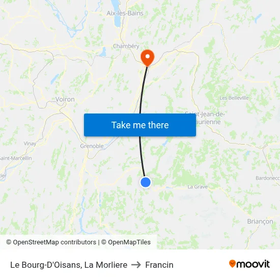 Le Bourg-D'Oisans, La Morliere to Francin map