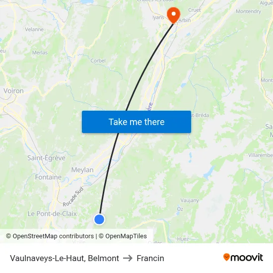 Vaulnaveys-Le-Haut, Belmont to Francin map
