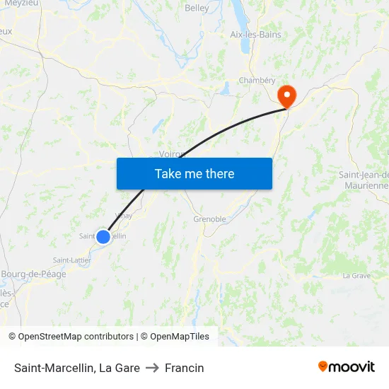 Saint-Marcellin, La Gare to Francin map
