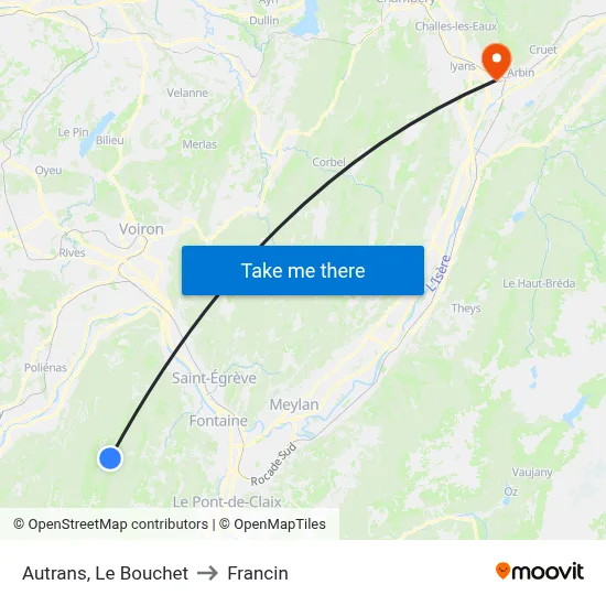 Autrans, Le Bouchet to Francin map