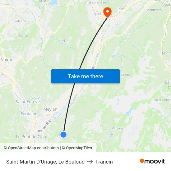 Saint-Martin-D'Uriage, Le Bouloud to Francin map