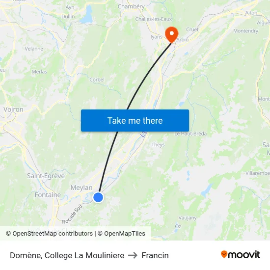Domène, College La Mouliniere to Francin map